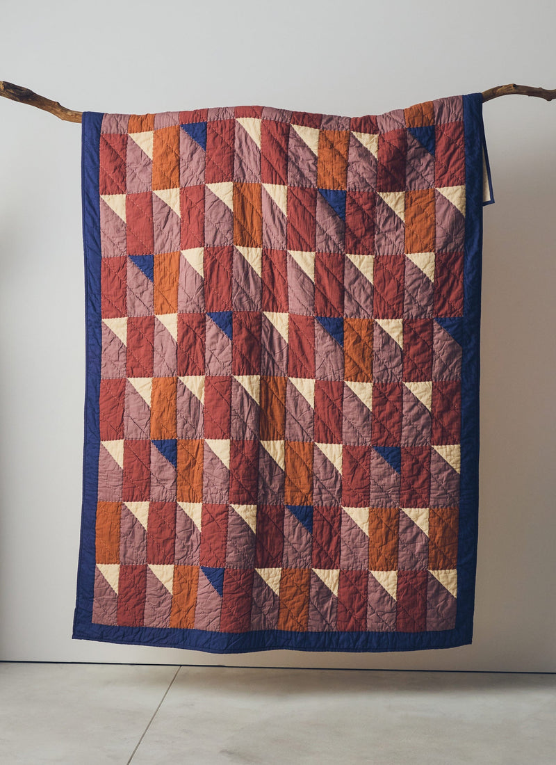 Mosaic Tile Patchwork Quilt | Terracotta/Twilight