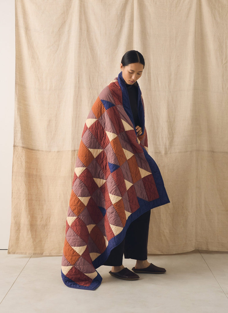 Mosaic Tile Patchwork Quilt | Terracotta/Twilight