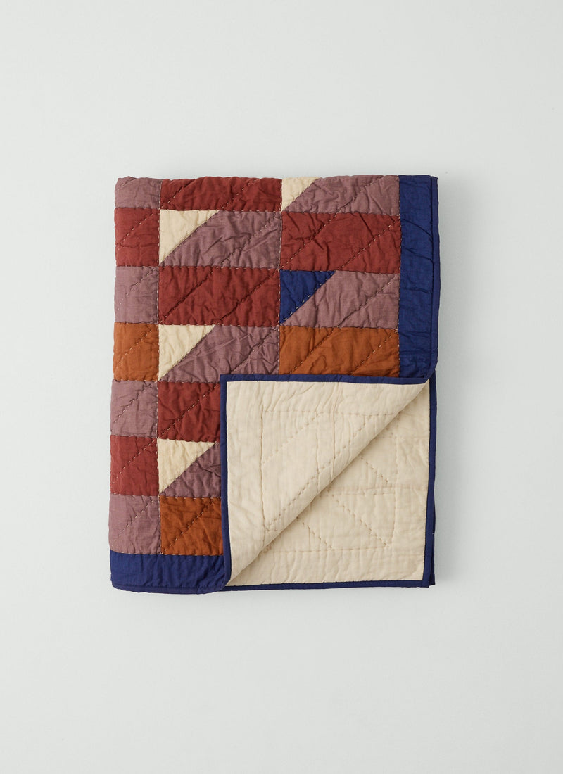 Mosaic Tile Patchwork Quilt | Terracotta/Twilight