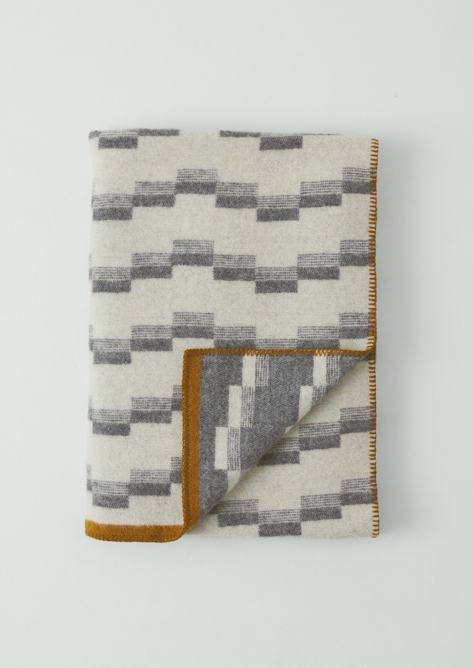 Jacquard Stepped Stripe Wool Blanket