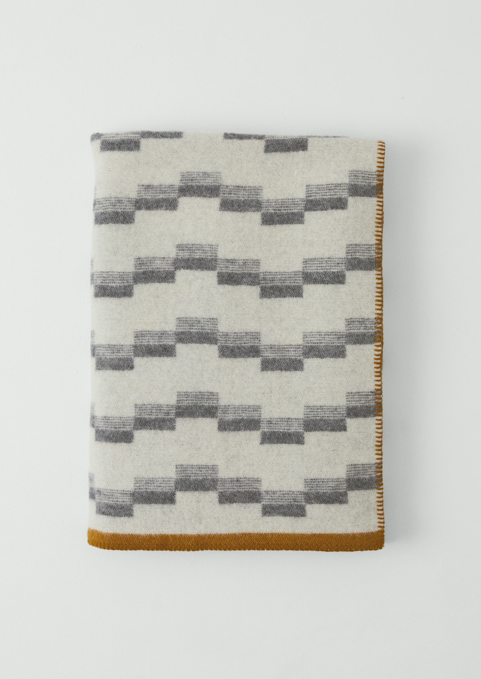 Jacquard Stepped Stripe Wool Blanket - Thumbnail 2