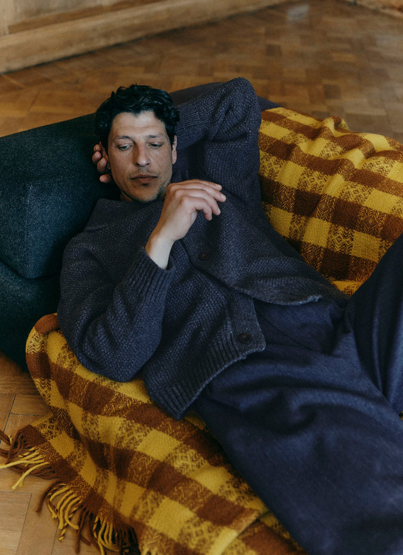 Hutton Check Wool Blanket | Gold/Caramel