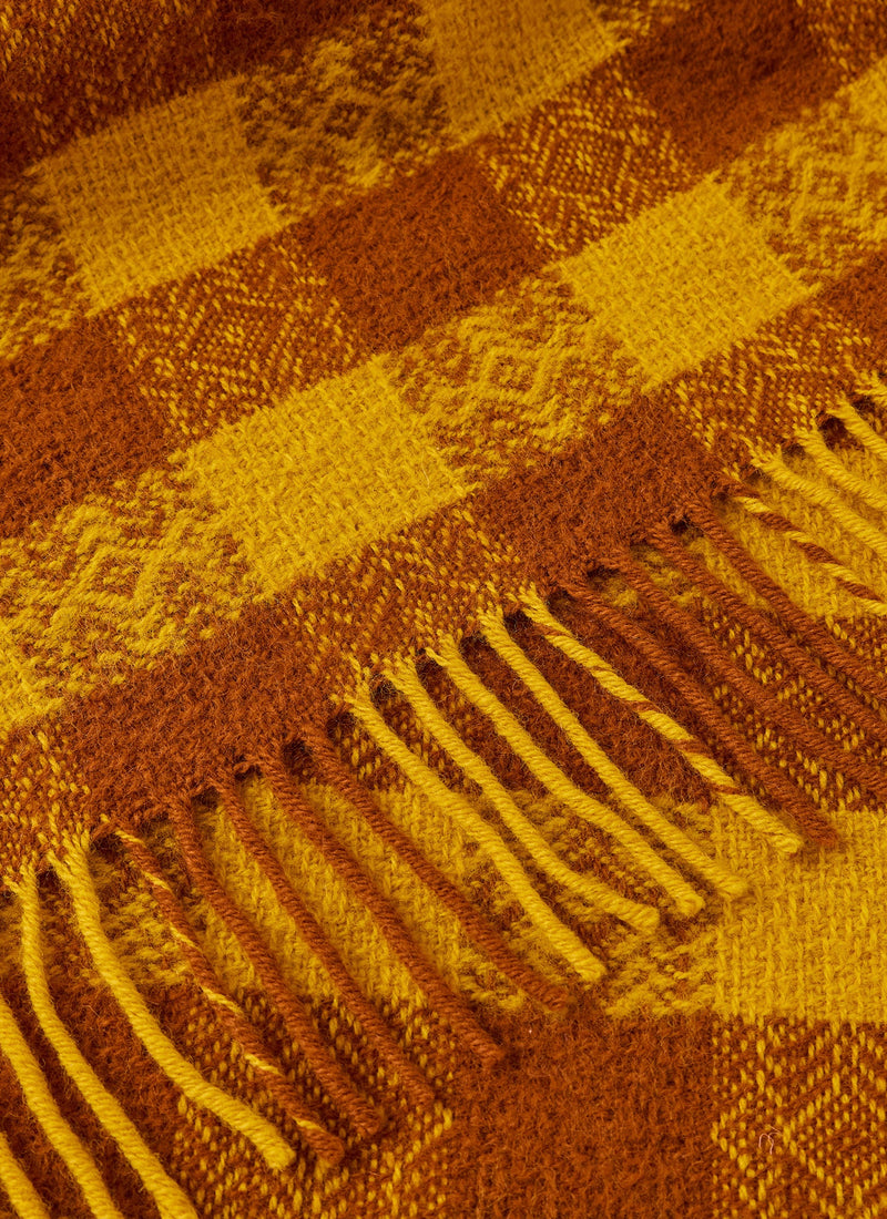 Hutton Check Wool Blanket | Gold/Caramel
