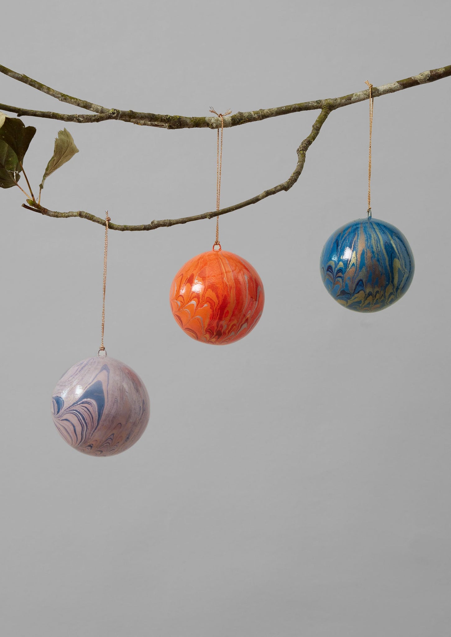 Hand Marbled Bauble | Coral