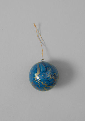 Hand Marbled Bauble | Rich Blue