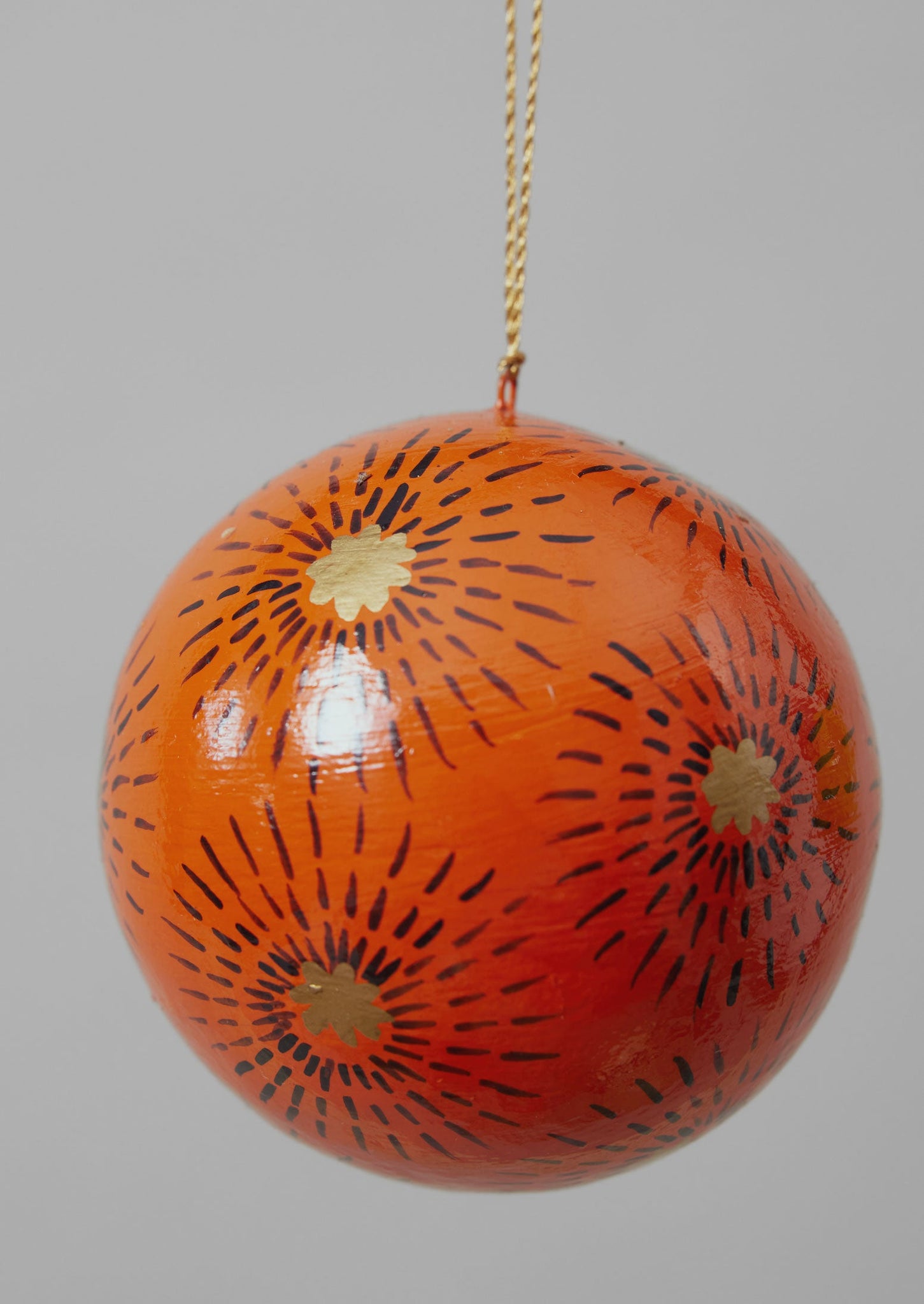 Starburst Hand Painted Bauble | Bright Coral