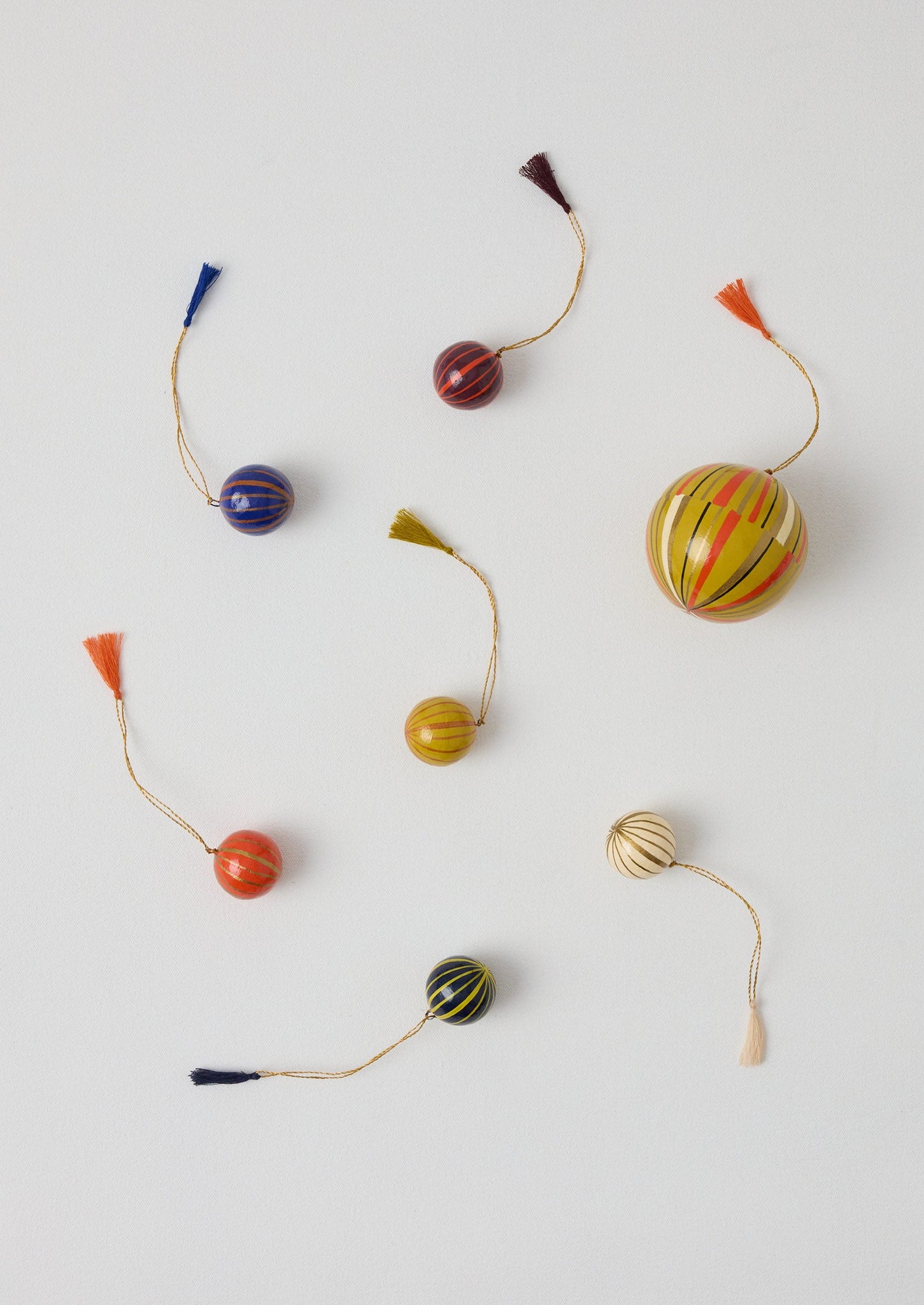 Striped Hand Painted Ornament | Antique Olive