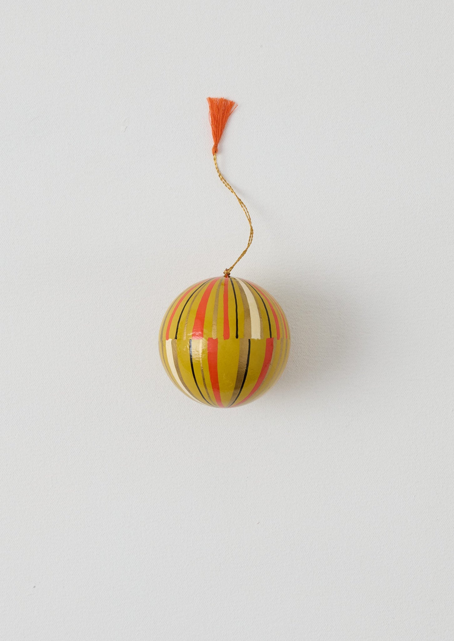 Striped Hand Painted Ornament | Antique Olive