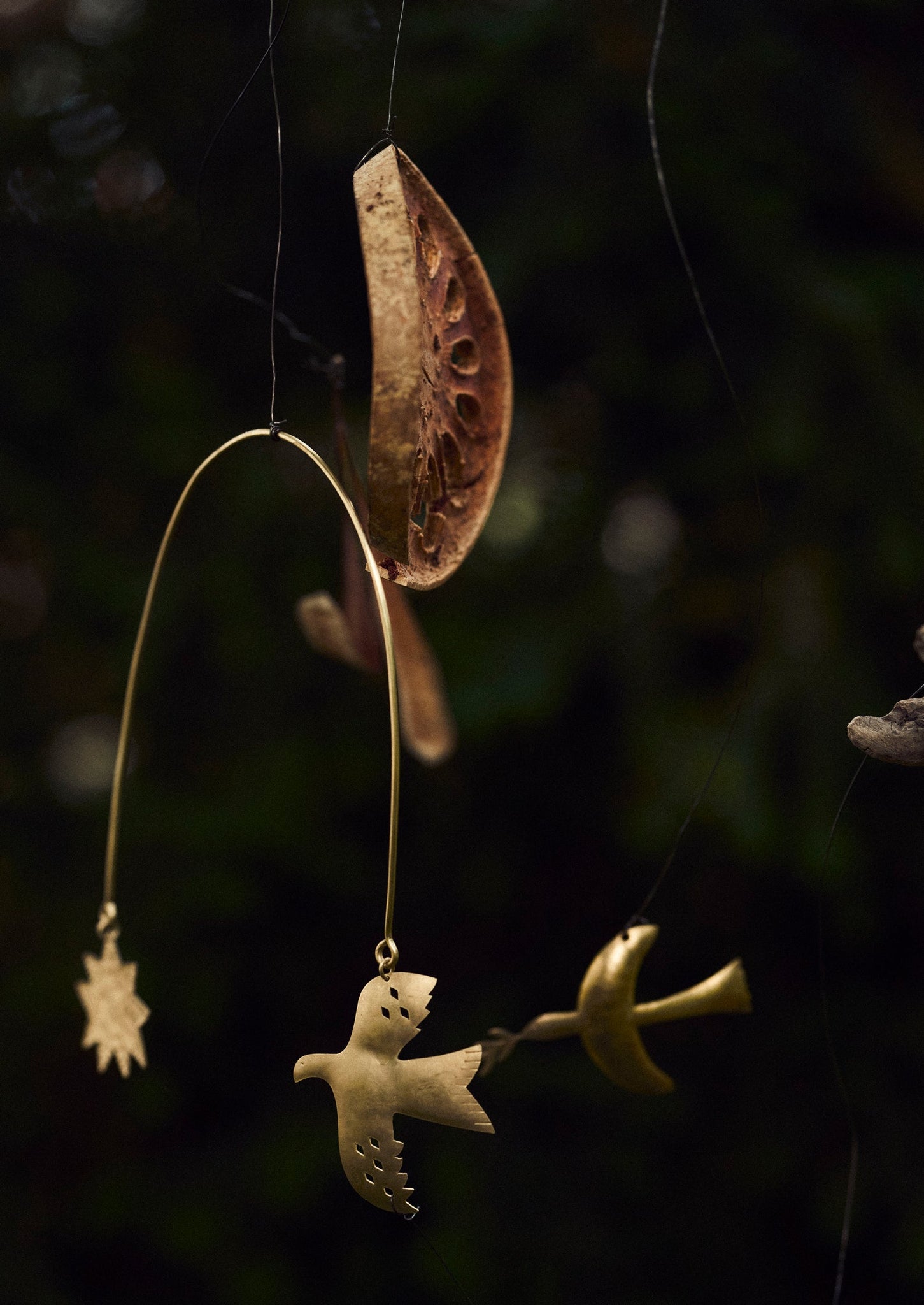 Hammered Metal Hanging Mobile | Brass