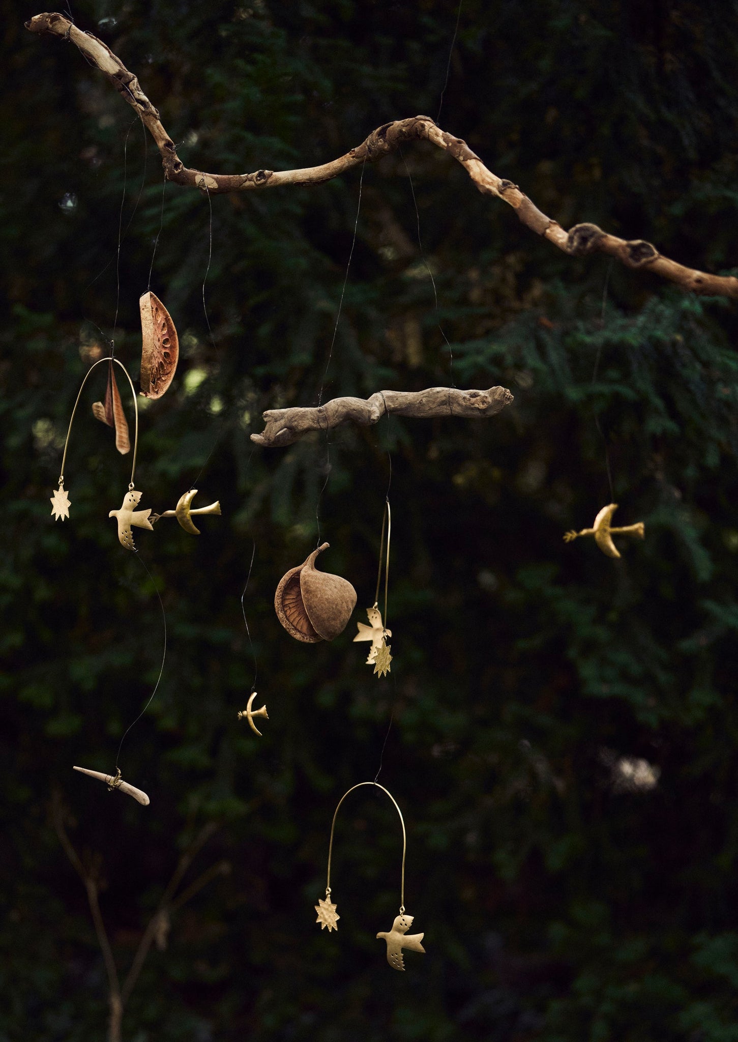 Hammered Metal Hanging Mobile | Brass