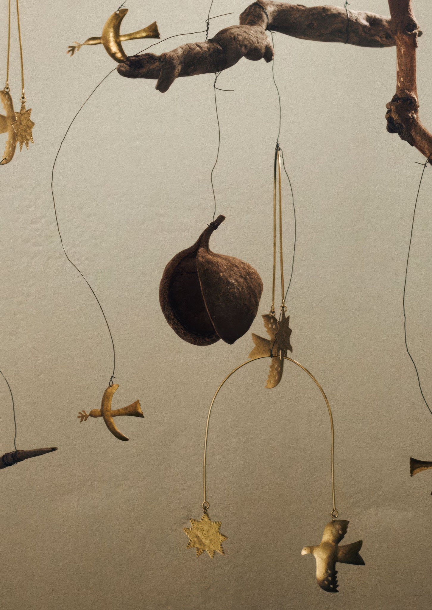 Hammered Metal Hanging Mobile | Brass