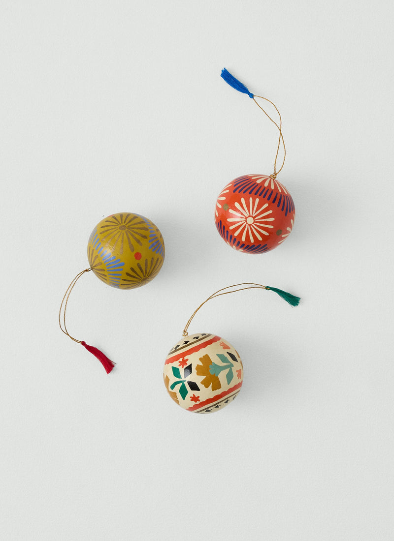 Folk Snowflake Hand Painted Bauble | Poppy
