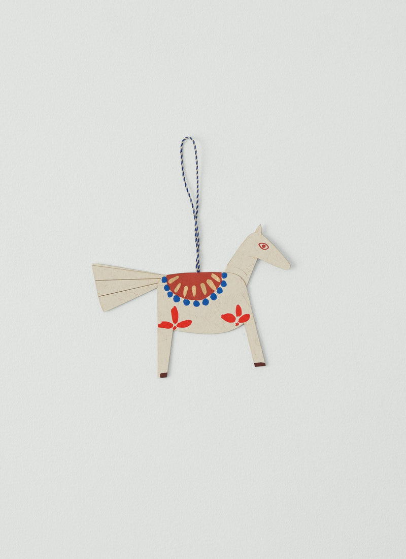 Folk Horse Printed Paper Decoration | Ecru/Conker