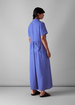 Gathered Waist Lightweight Linen Jumpsuit | Bilberry