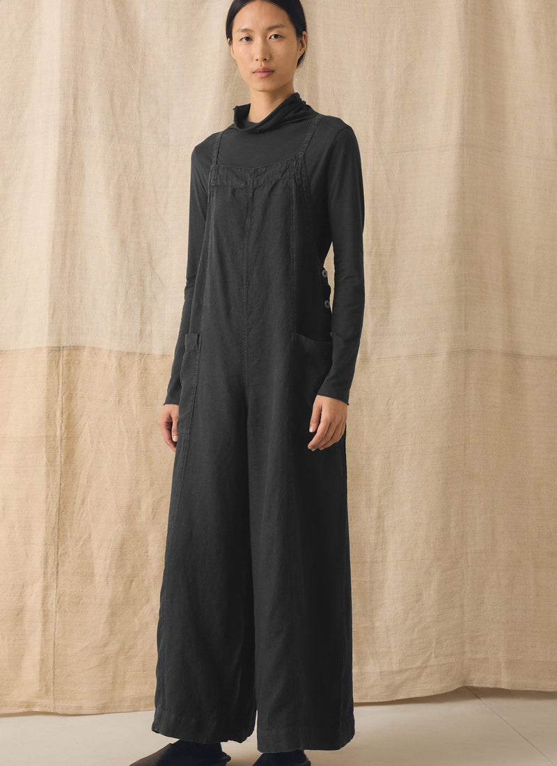 Garment Dyed Linen Pocket Jumpsuit | Black Pepper