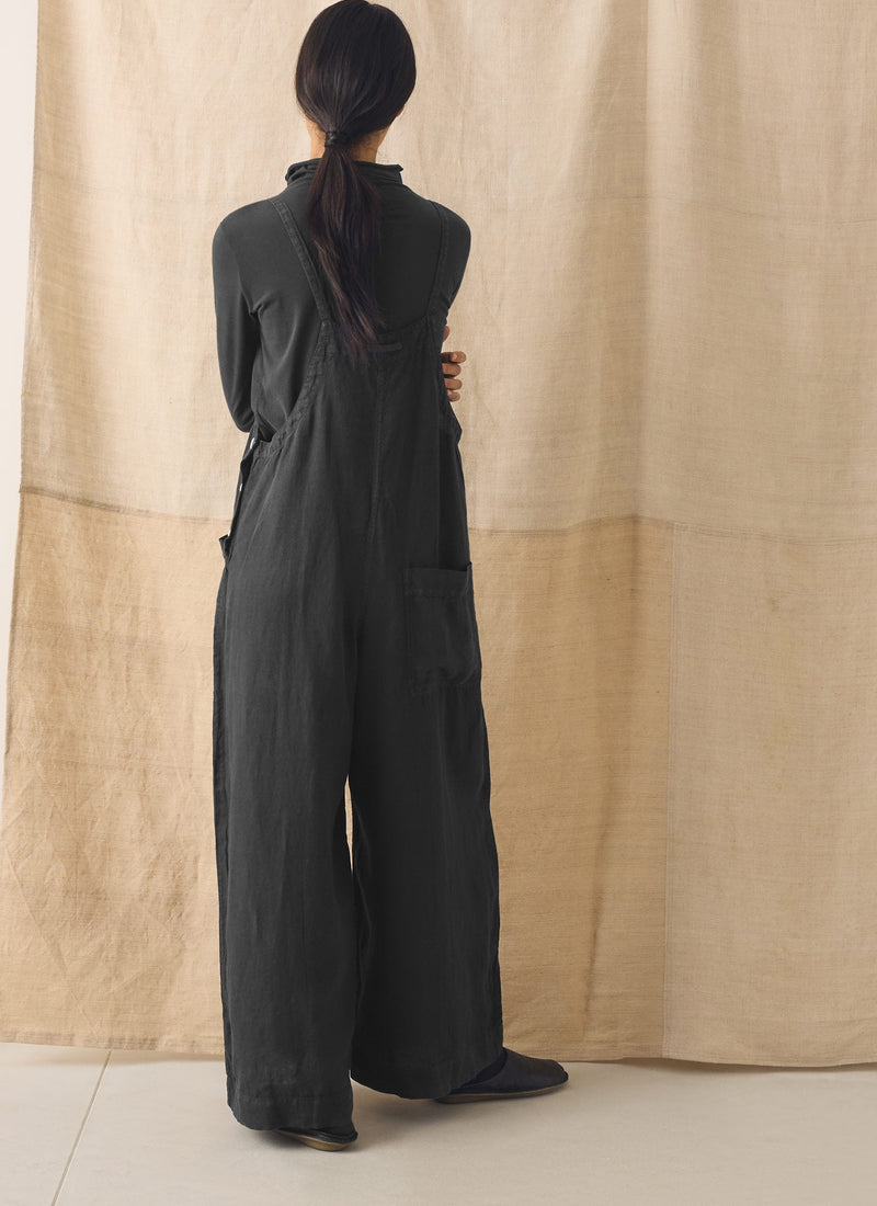 Garment Dyed Linen Pocket Jumpsuit | Black Pepper