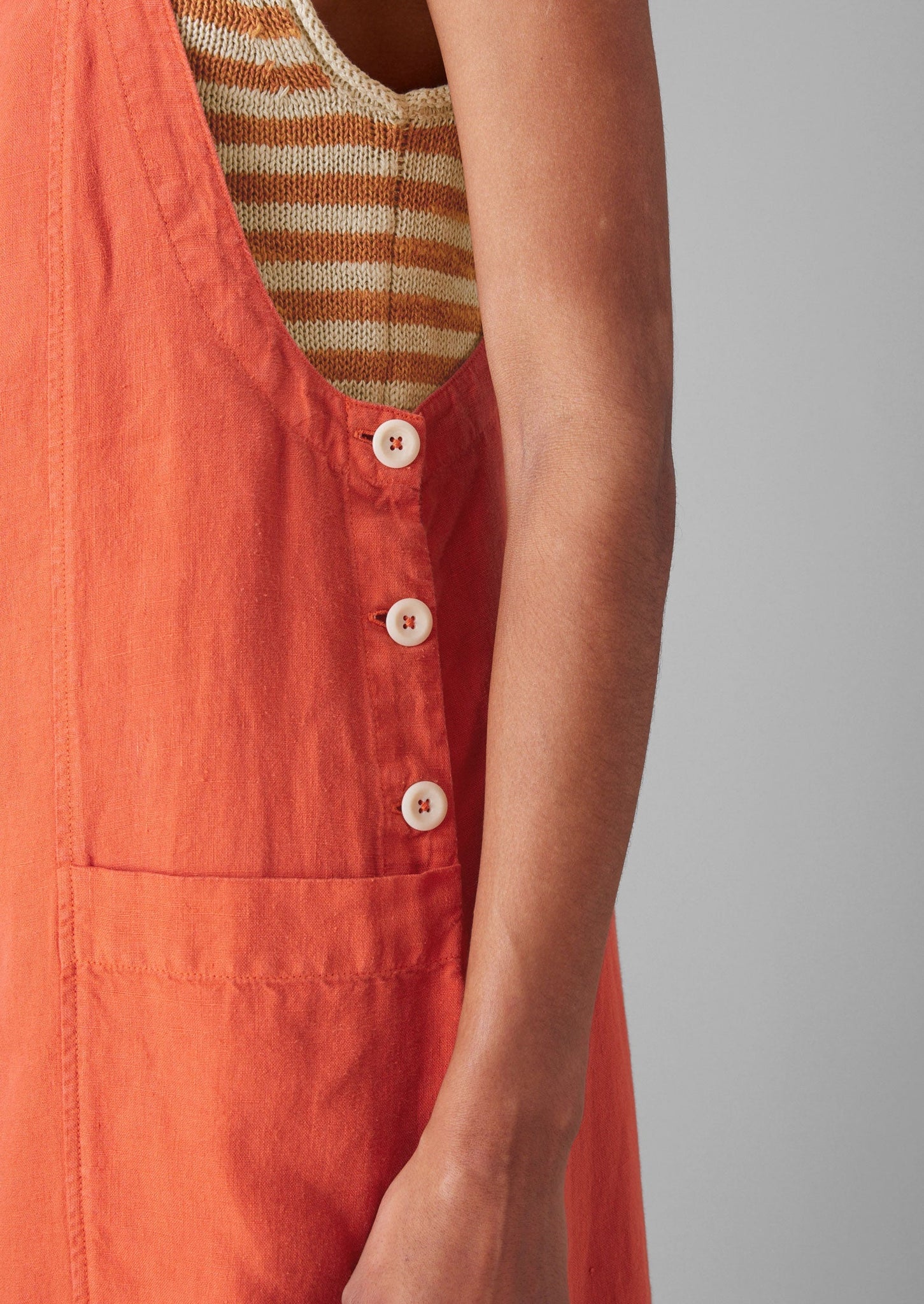 Garment Dyed Linen Pocket Jumpsuit | Red Chilli