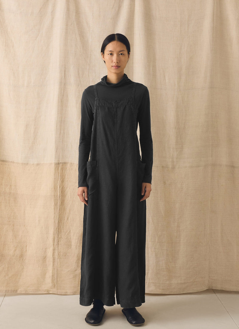 Garment Dyed Linen Pocket Jumpsuit | Black Pepper