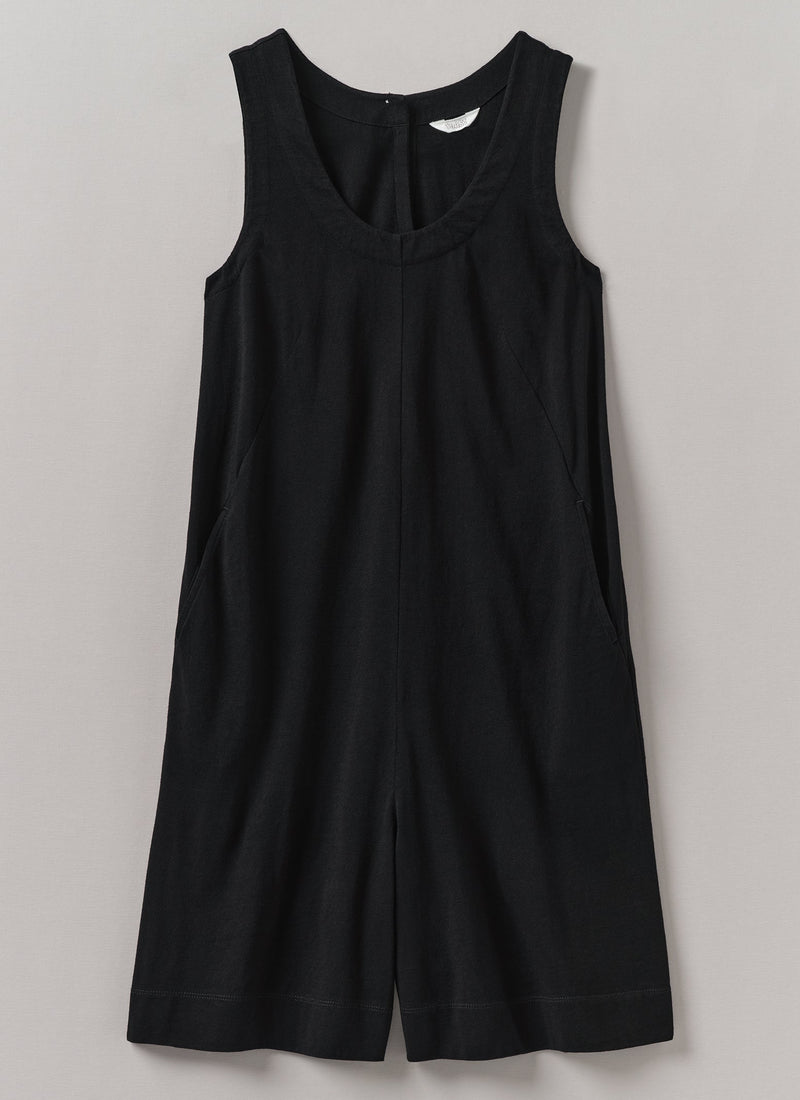 Cotton Jersey Short Jumpsuit | Washed Black