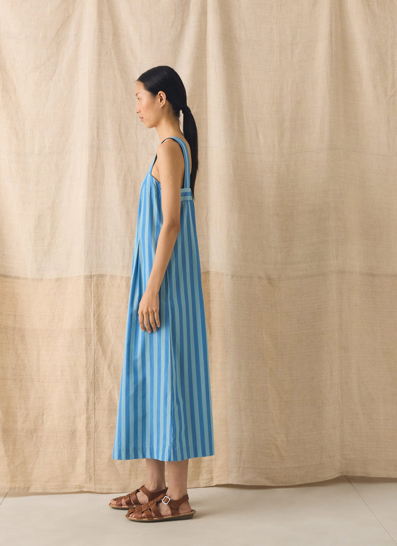 Oyo Stripe Cotton Jumpsuit | Aqua/Cornflower