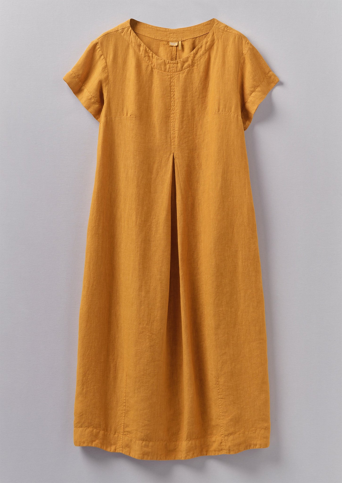 Rounded Garment Dyed Linen Dress | Marigold