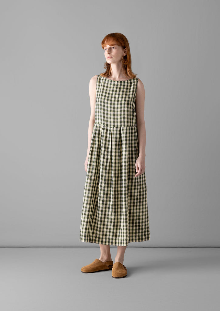 Gingham Linen Dress | Garden Green | TOAST