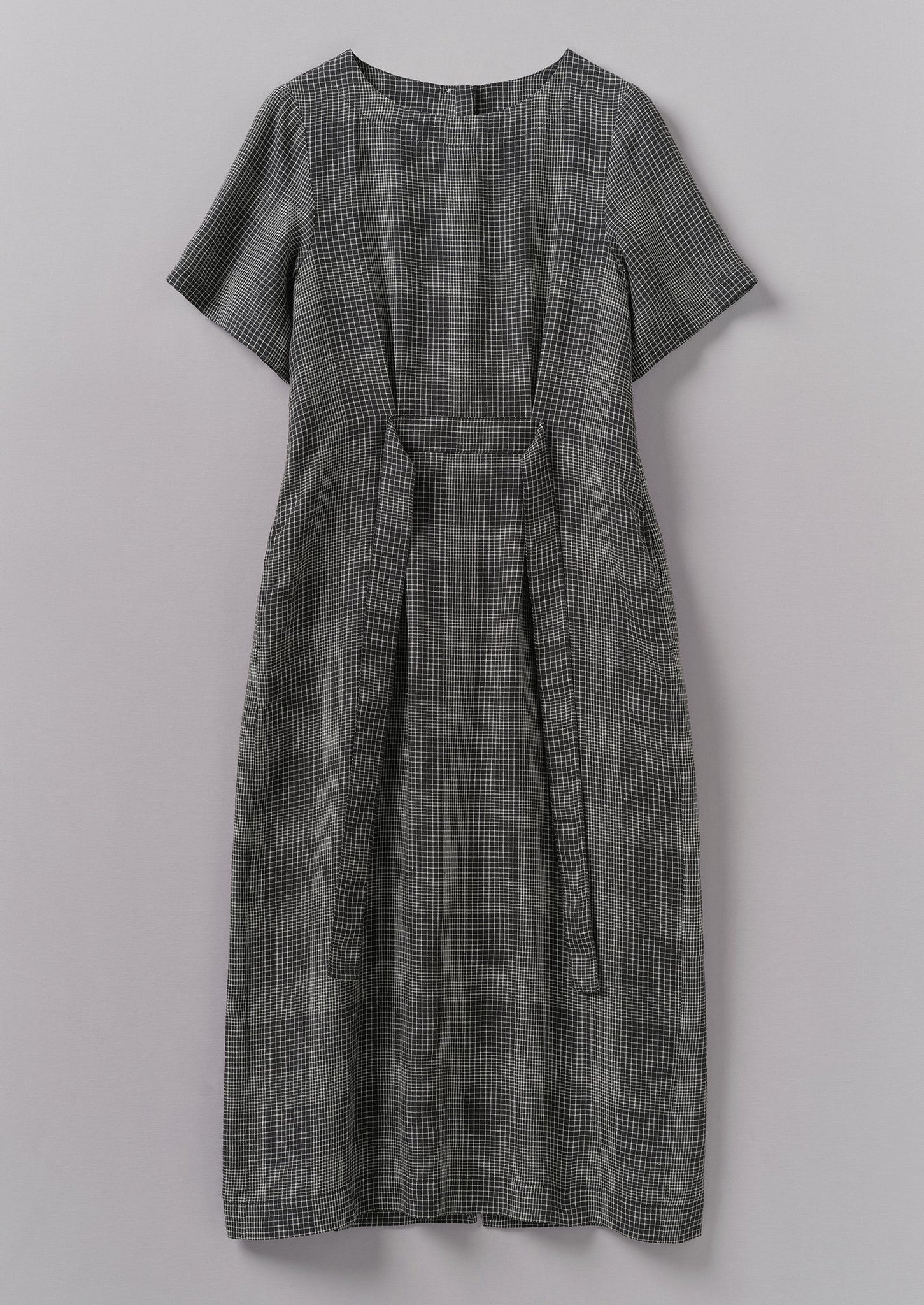 Etched Check Linen Dress | Slate