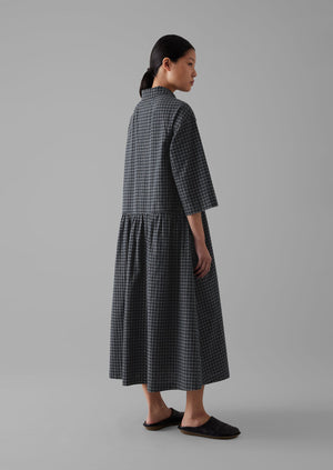 Graph Check Cotton Cashmere Shirt Dress | Slate