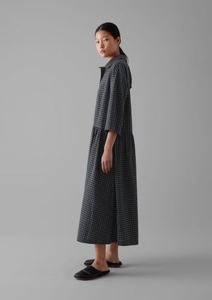 Graph Check Cotton Cashmere Shirt Dress | Slate