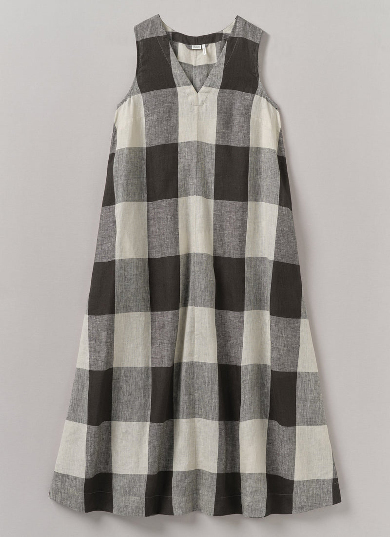 toast linen gingham dress TOAST Boat Neck Cotton Gingham Dress