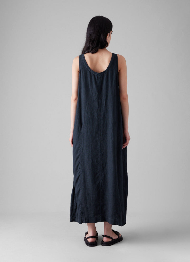 Garment Dyed Linen Easy Dress | Midnight