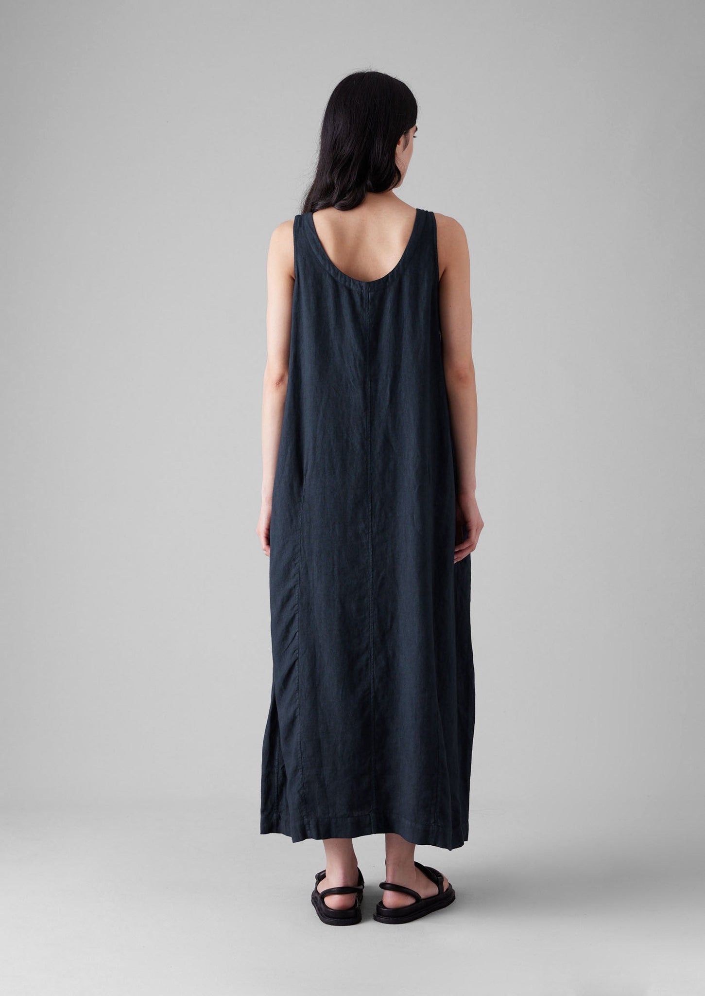Garment Dyed Linen Easy Dress | Midnight