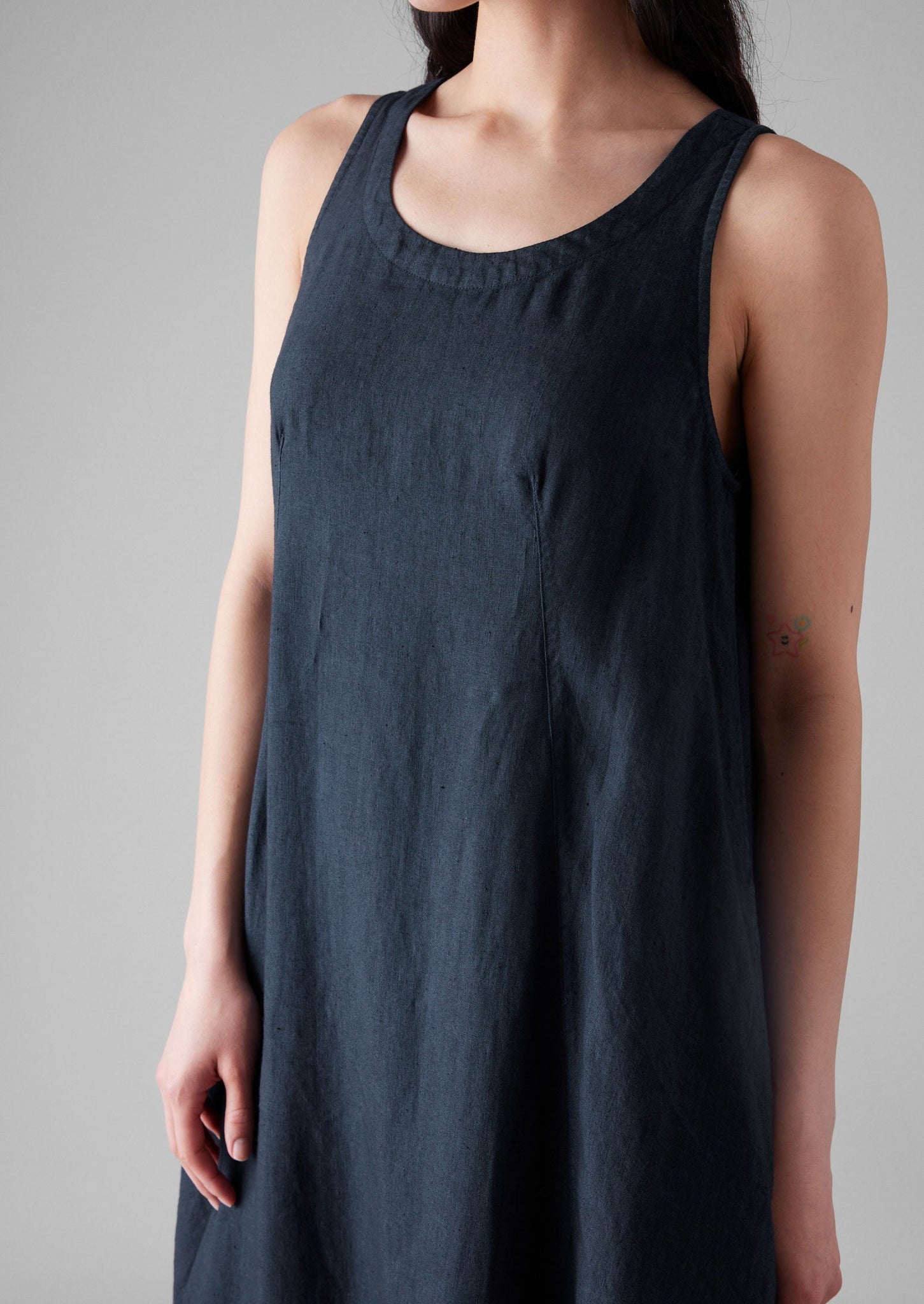 Garment Dyed Linen Easy Dress | Midnight