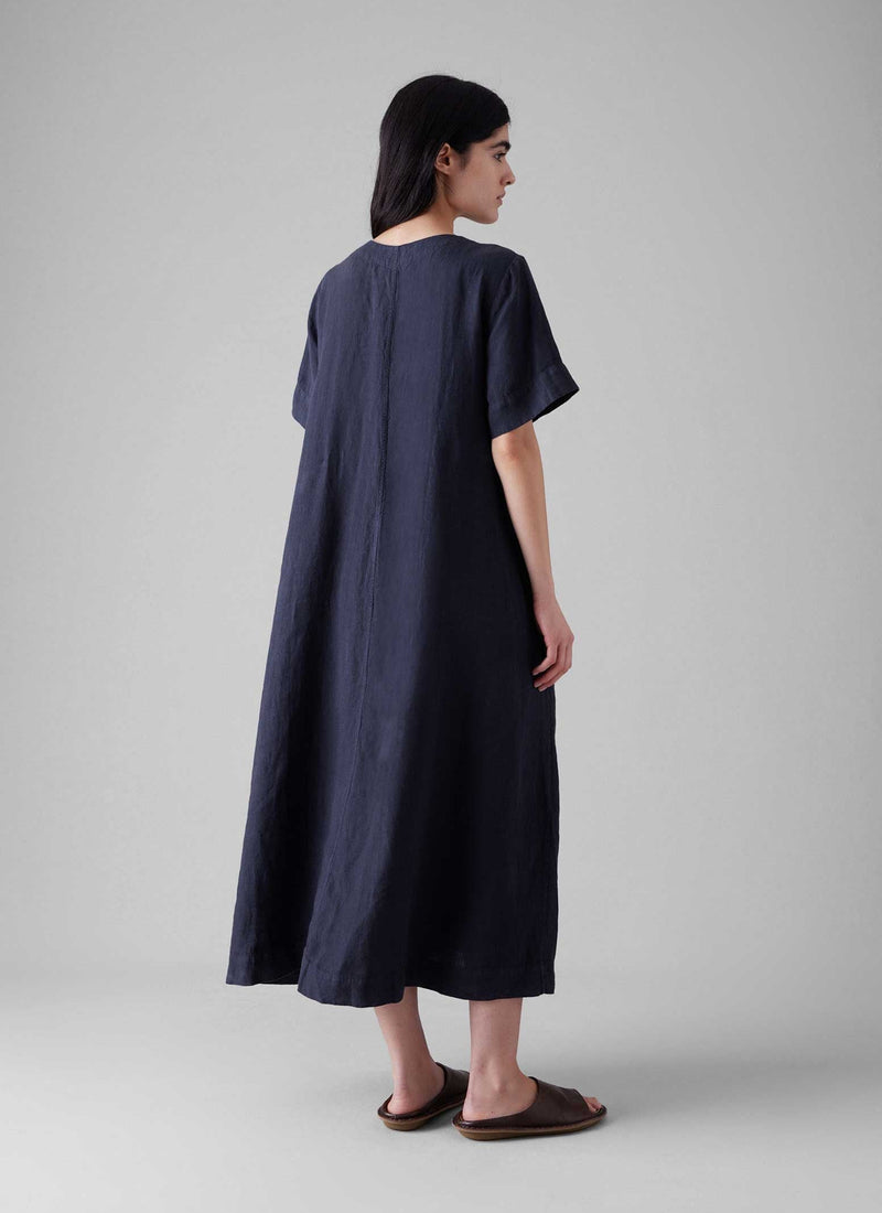 toast garment dyed linen dress Toast Garment Dye Linen Dress, Blue