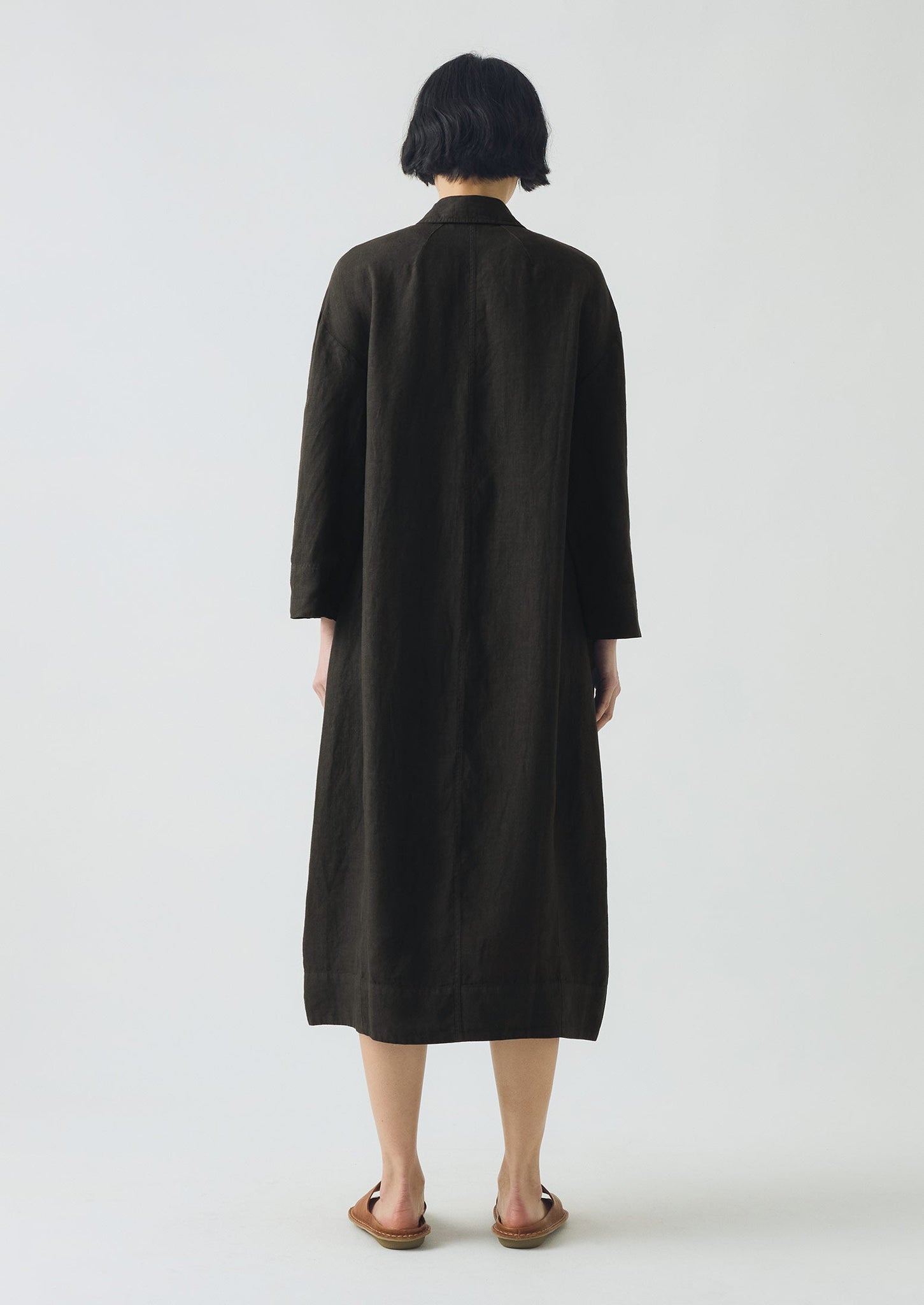 Garment Dyed Linen Button Shirt Dress | Black Pepper