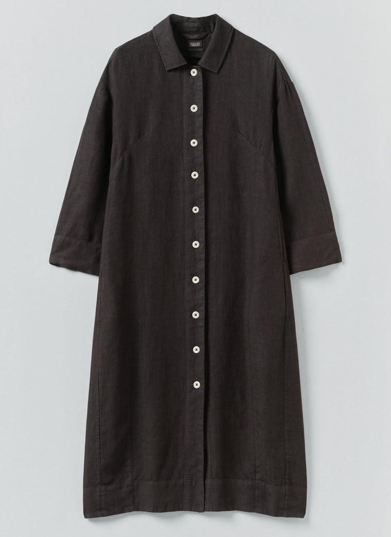 Garment Dyed Linen Button Shirt Dress
