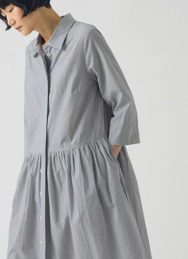grey striped shirt dress Long Sleeve Ruched Mini Shirt Dress In Grey Pinstripe | EGO US