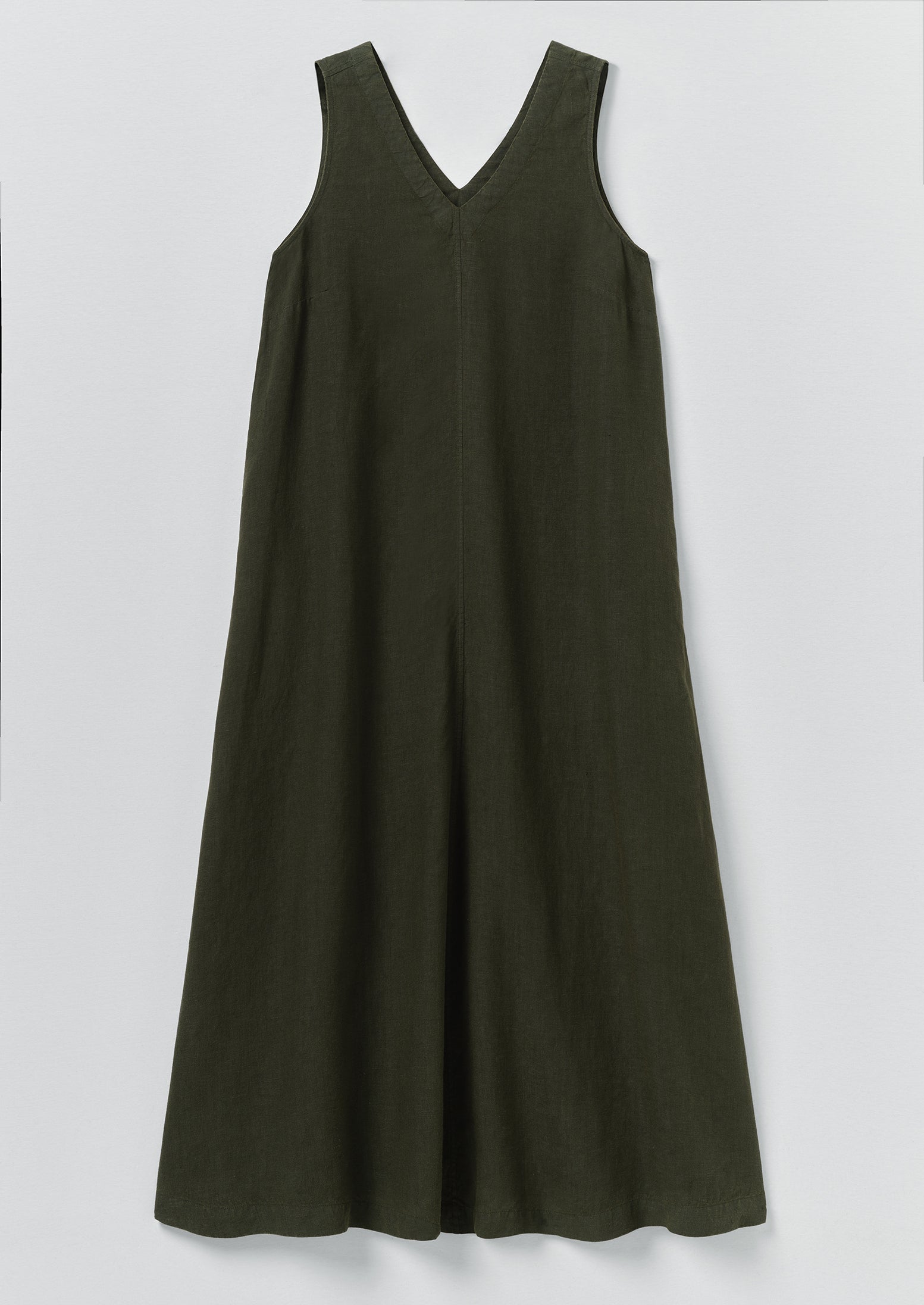Garment Dyed Linen Sleeveless Dress | Dark Olive | TOAST