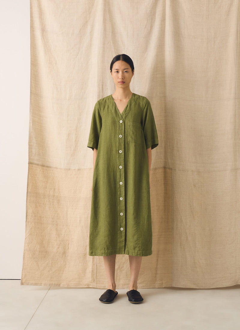 toast linen dress Oversized Landscape Check Linen Dress | Charcoal/Oat