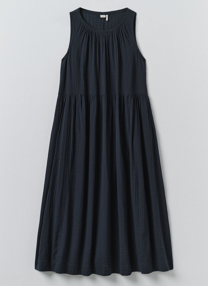 white christmas dresses Lightweight Cotton Seersucker Dress | Navy