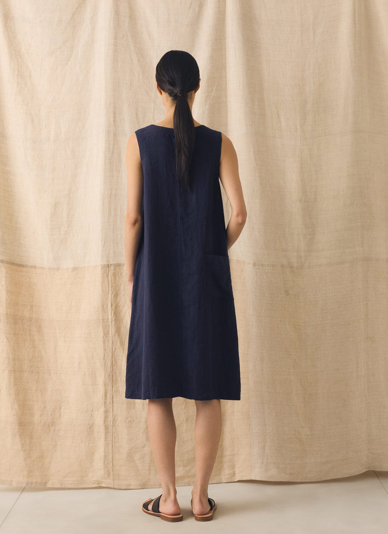 Garment Dyed Linen Shift Dress | Blueberry