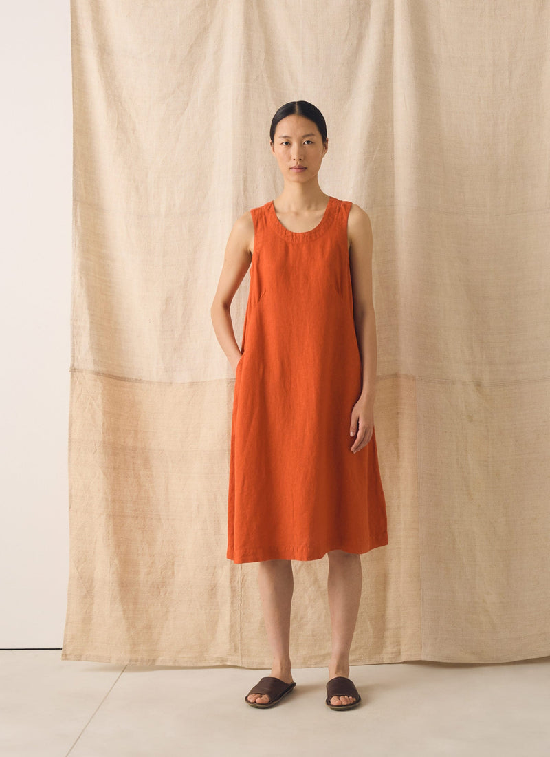 orange linen shift dress Happy Gathers Dress - Linen Shift Dress