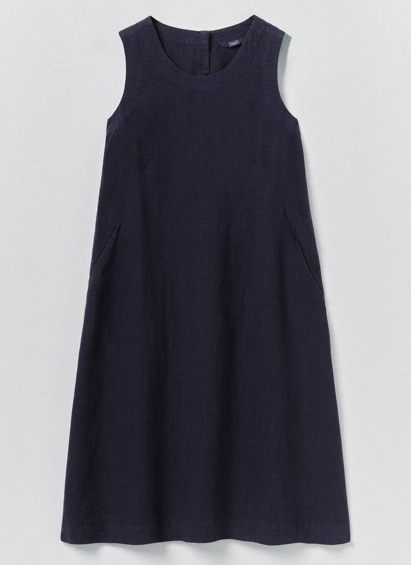 Garment Dyed Linen Shift Dress | Blueberry