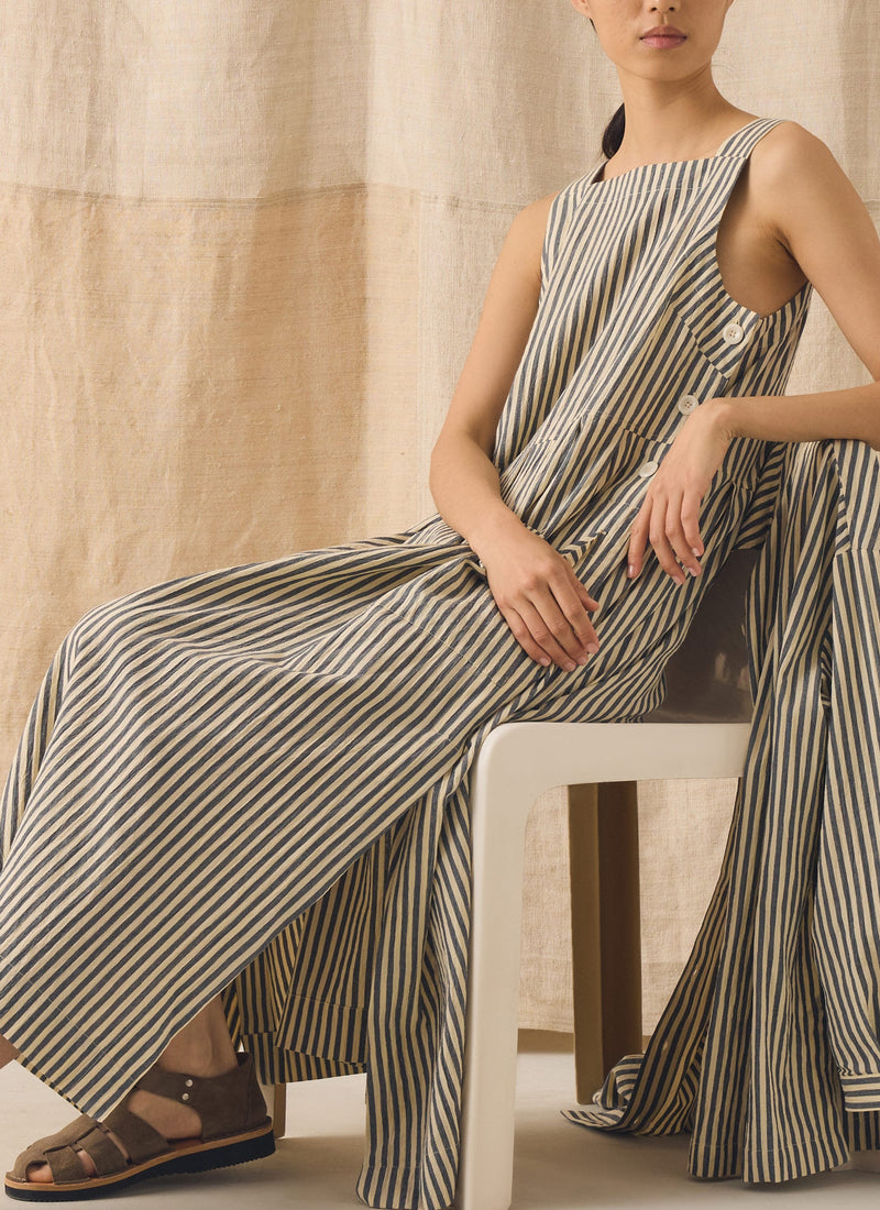 Tablier Stripe Cotton Pinafore Dress