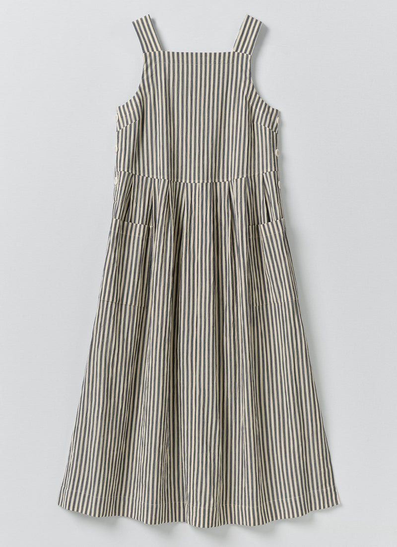 Tablier Stripe Cotton Pinafore Dress | Workshop Blue | TOAST Tablier Stripe Cotton Pinafore Dress | Workshop Blue | TOAST