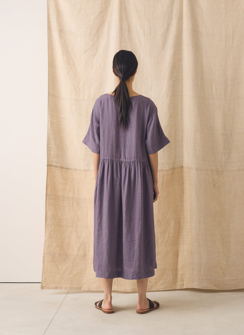linen dress shrunk in wash Lightweight Linen Gathered Waist Dress | Dark Thistle