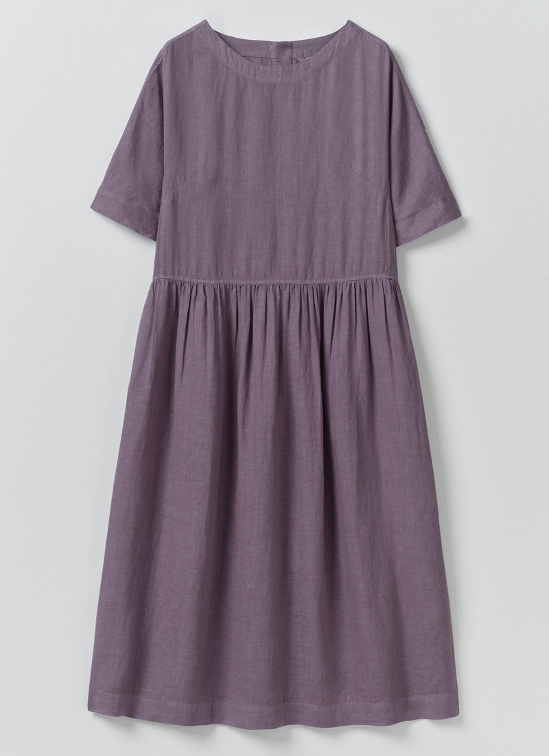 Lightweight Linen Gathered Waist Dress | Dark Thistle | TOAST Lightweight Linen Gathered Waist Dress | Dark Thistle | TOAST