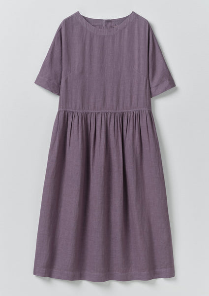 Lightweight Linen Gathered Waist Dress | Dark Thistle | TOAST Lightweight Linen Gathered Waist Dress | Dark Thistle | TOAST