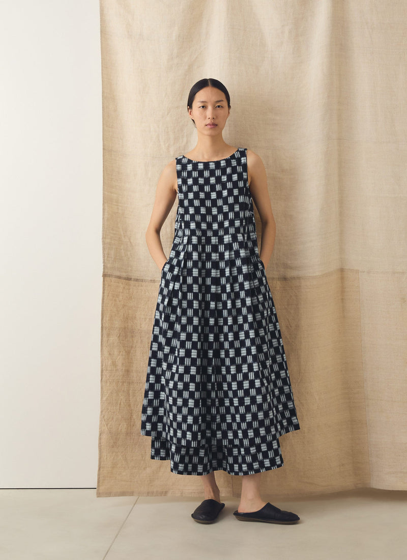Aila Lore Ikat Cotton Dress | Indigo
