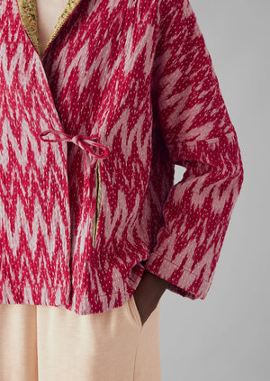 Repurposed Ikat Kantha Jacket | Reds